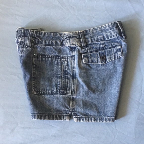 Cherokee Size 12 Girls Blue Denim Shorts Multiple Pockets Velcro Close - Picture 6 of 13